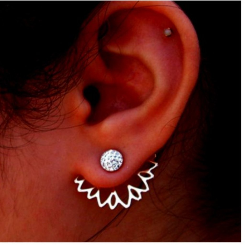 Jacket Silver Crystal Lotus Earrings